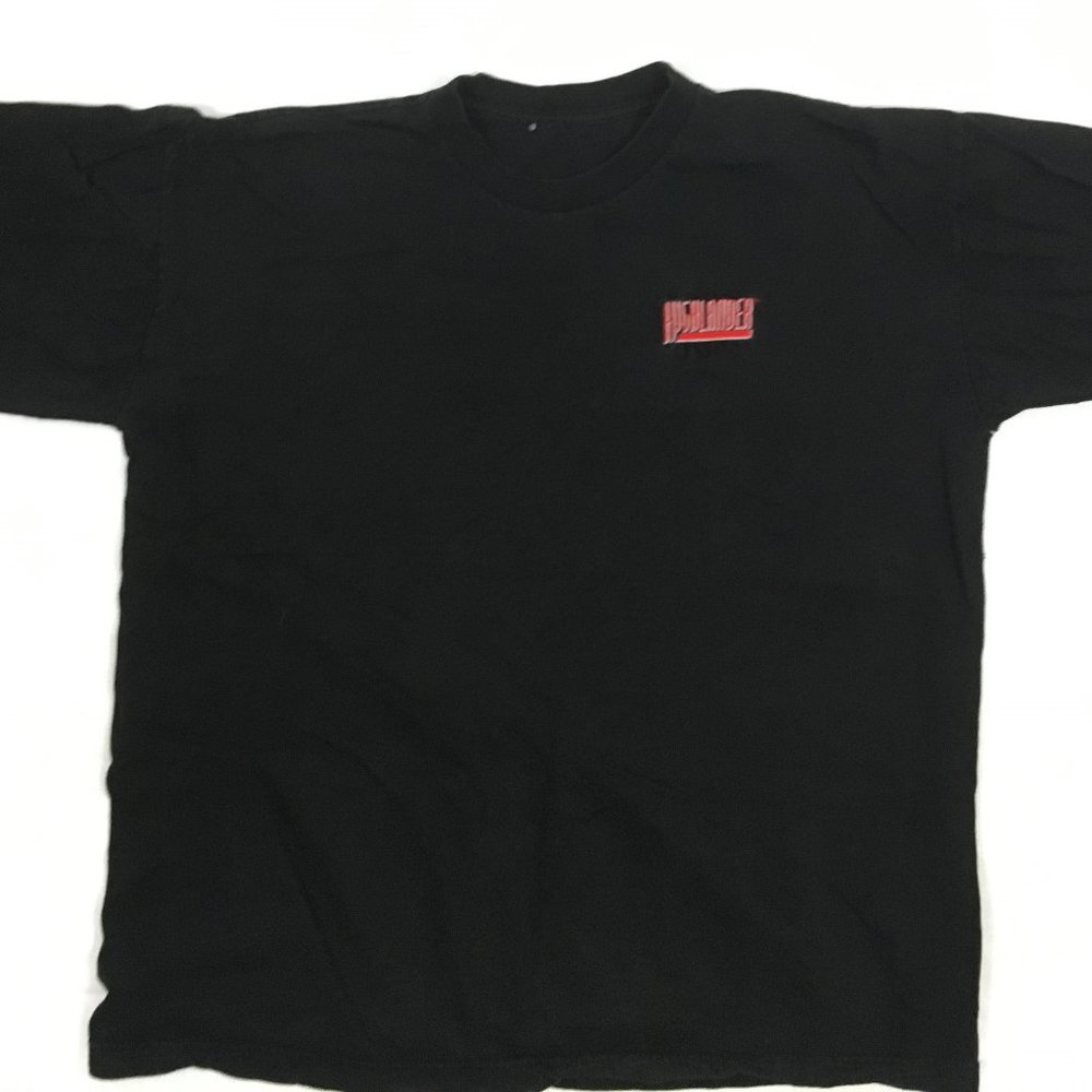 * vintage 1990's pre-owned mens black tshirt with Highlander logo size XL or 2XL